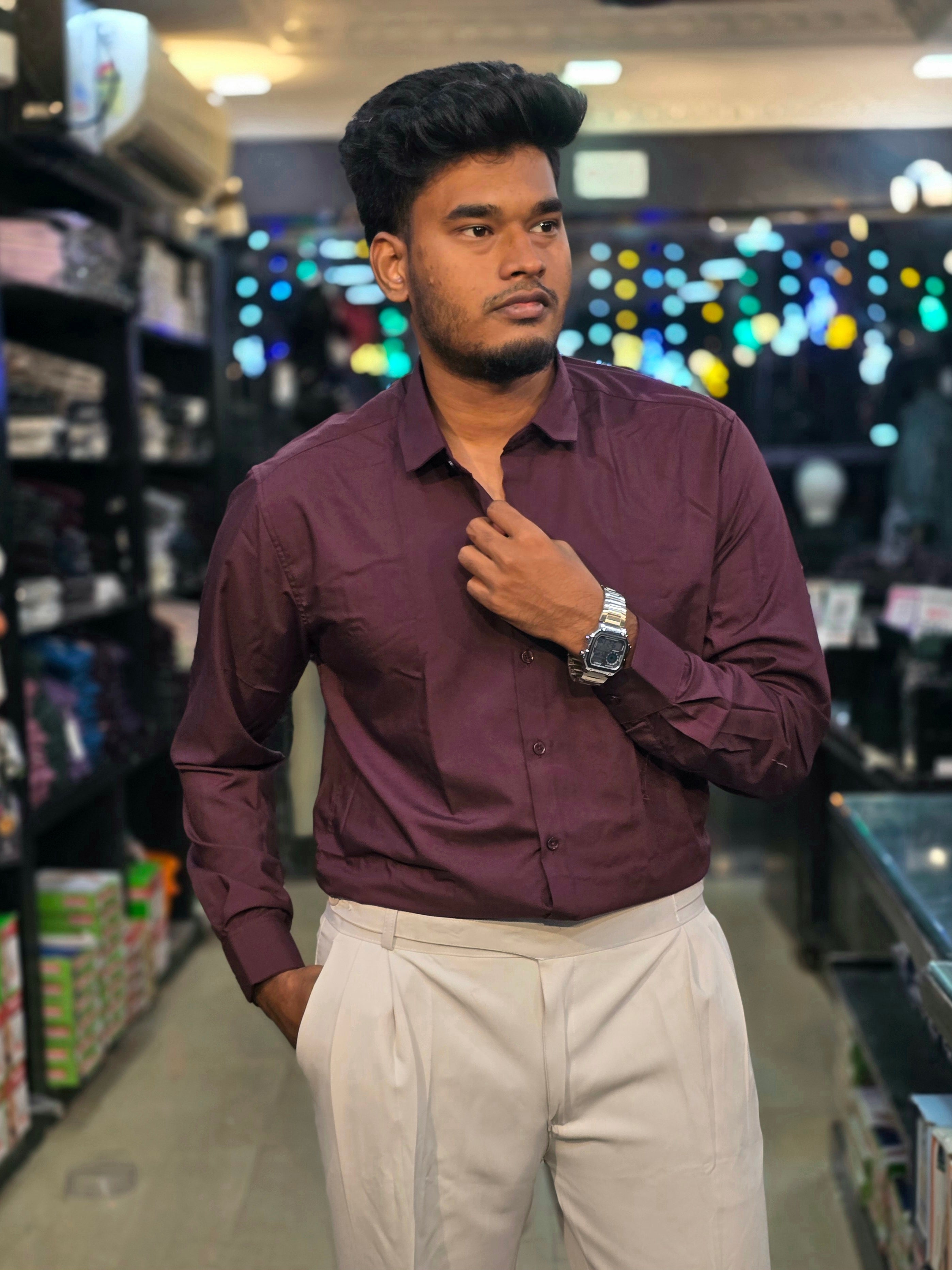 Formal Liquid Shirt - Maroon