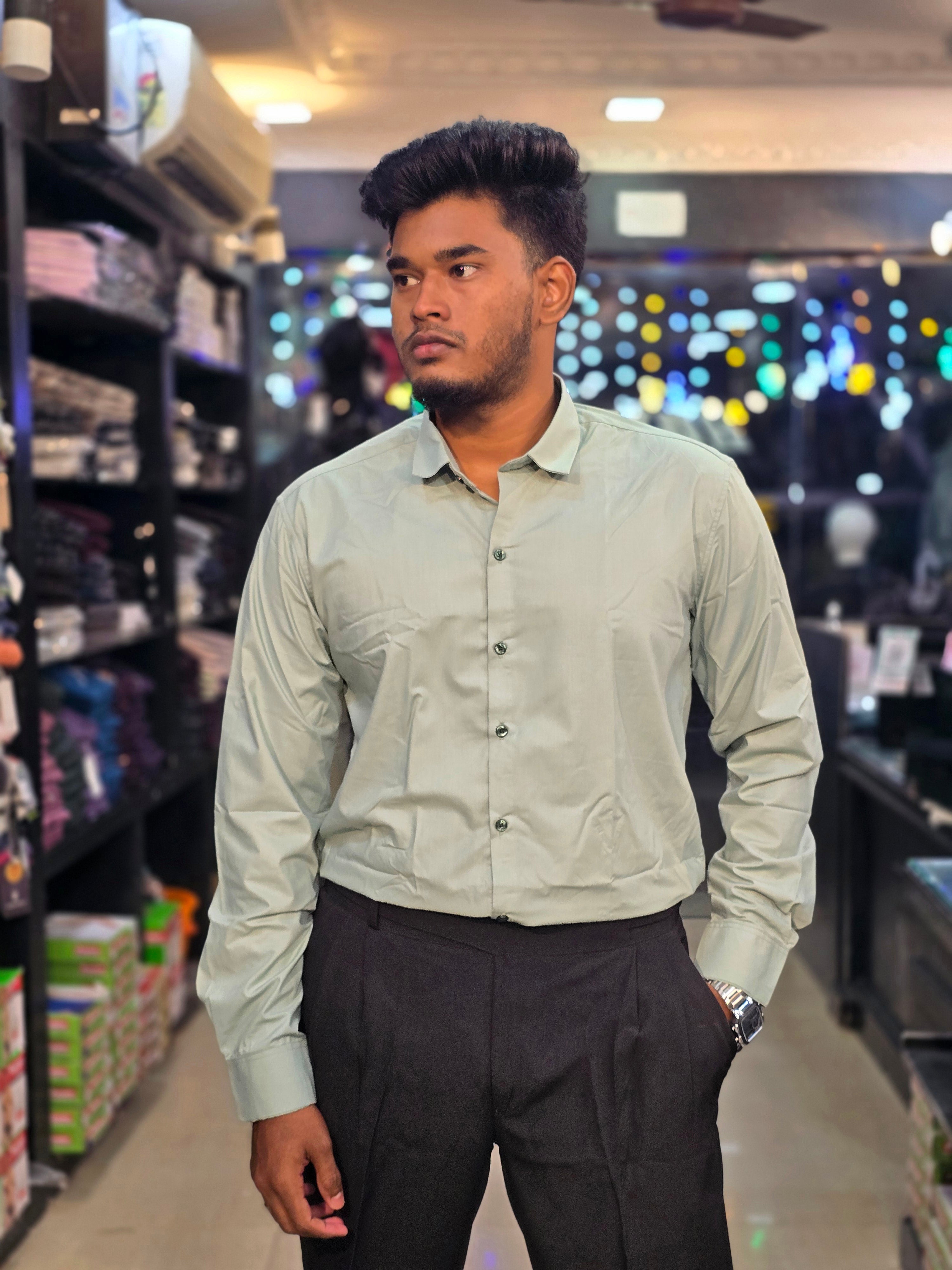 Formal Liquid Shirt- Green