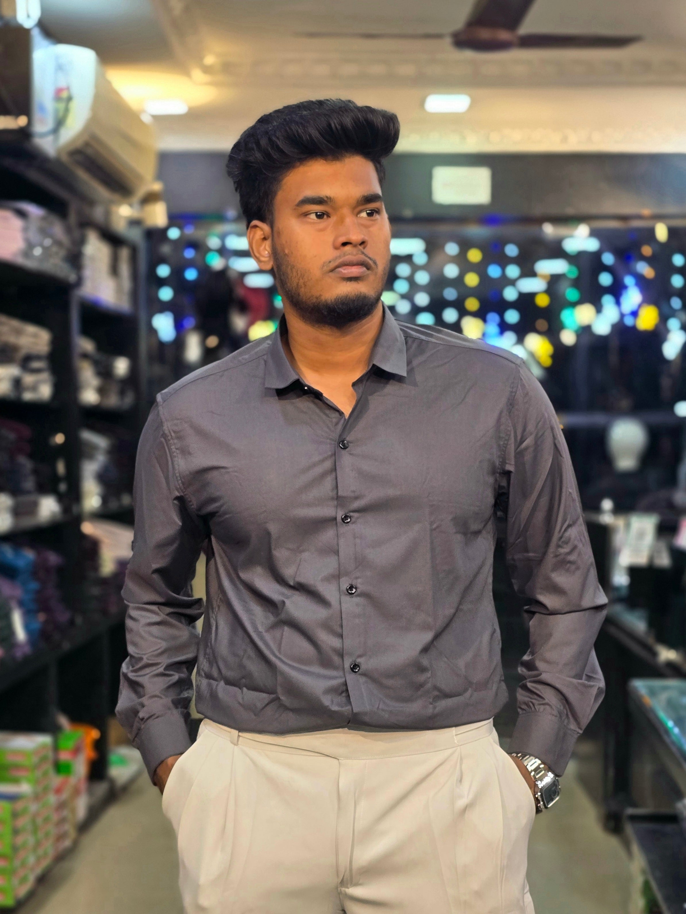 Formal Liquid Shirt- Grey