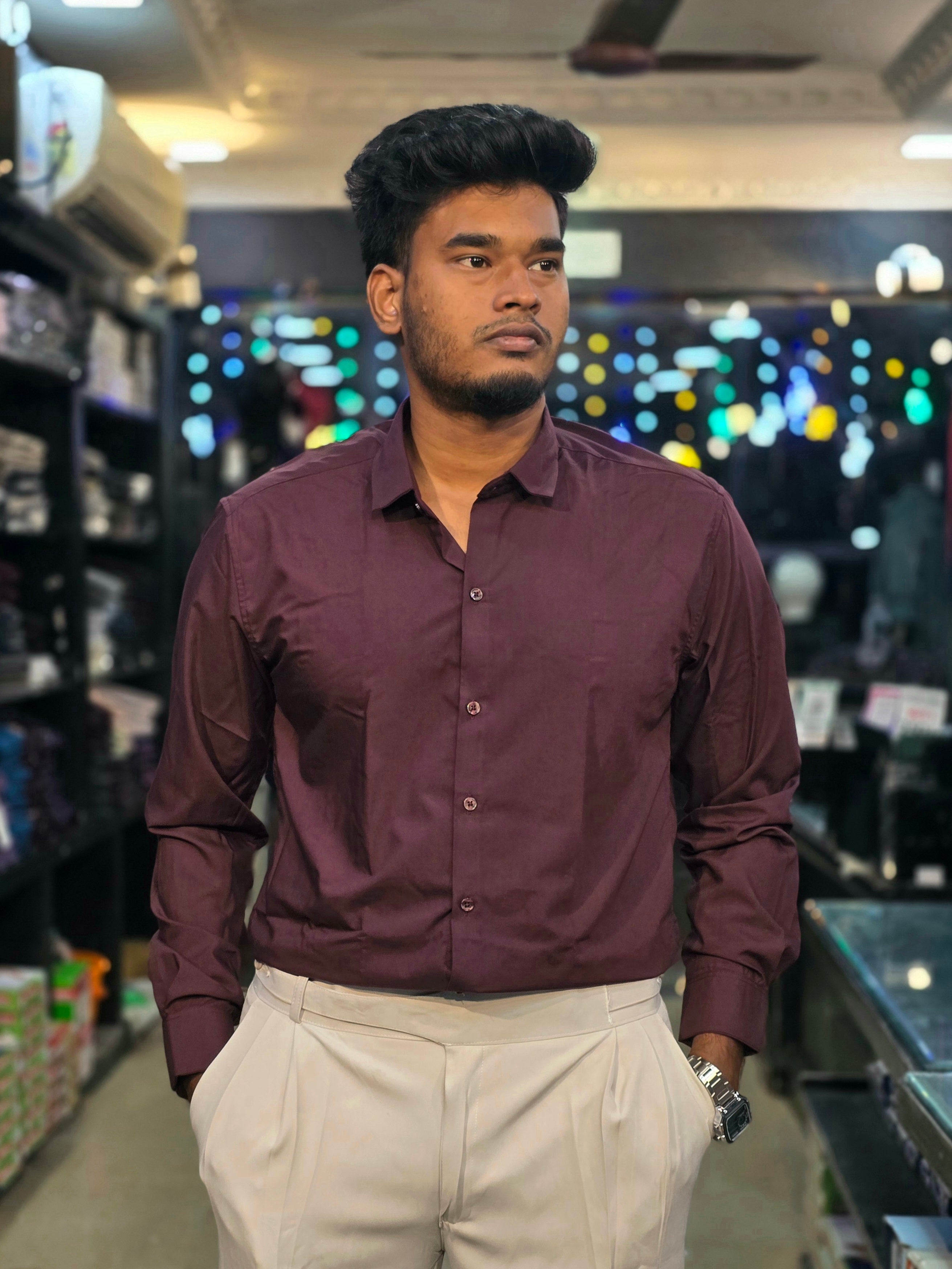Formal Liquid Shirt - Maroon