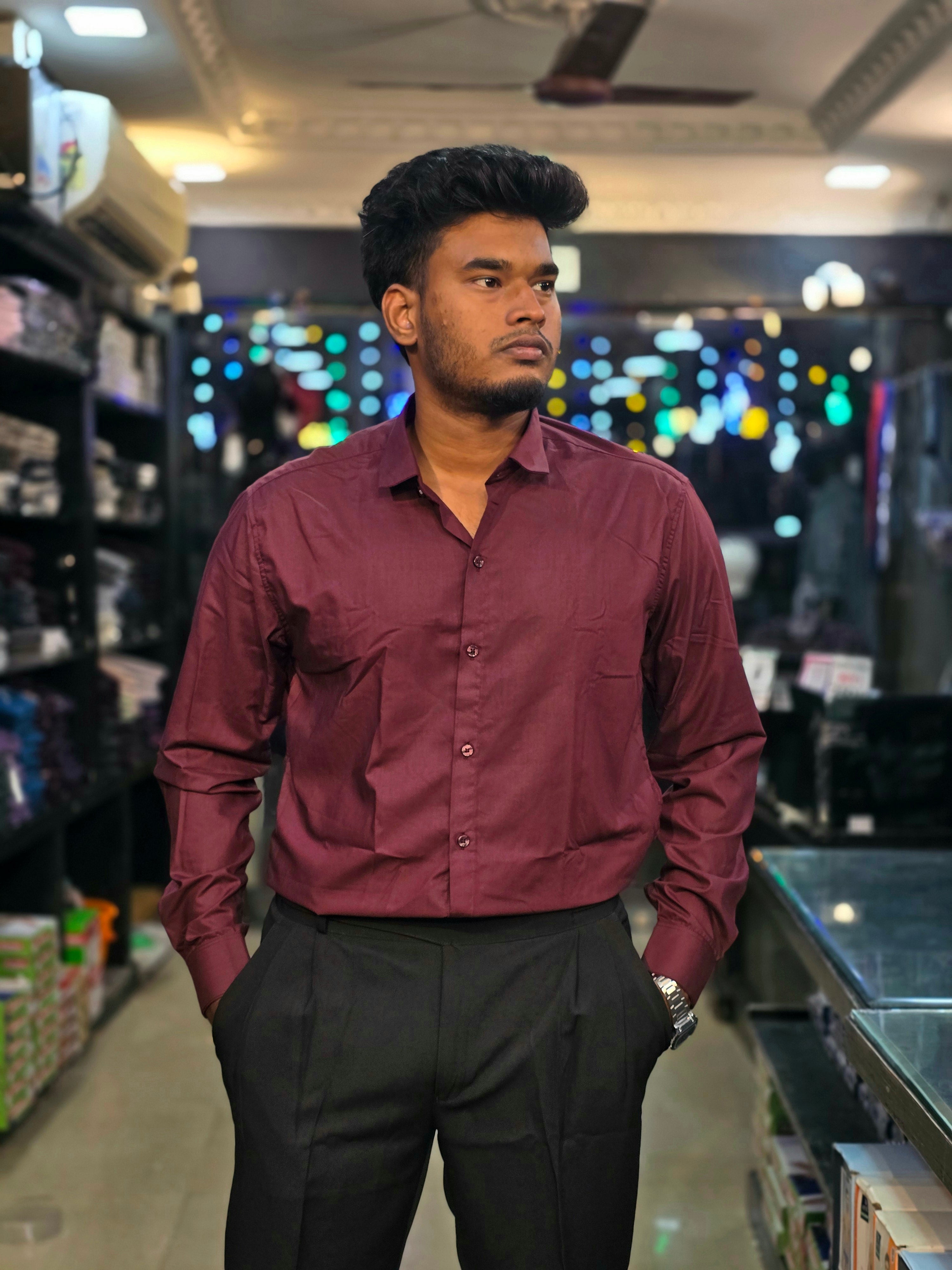 Formal Liquid Shirt- Red