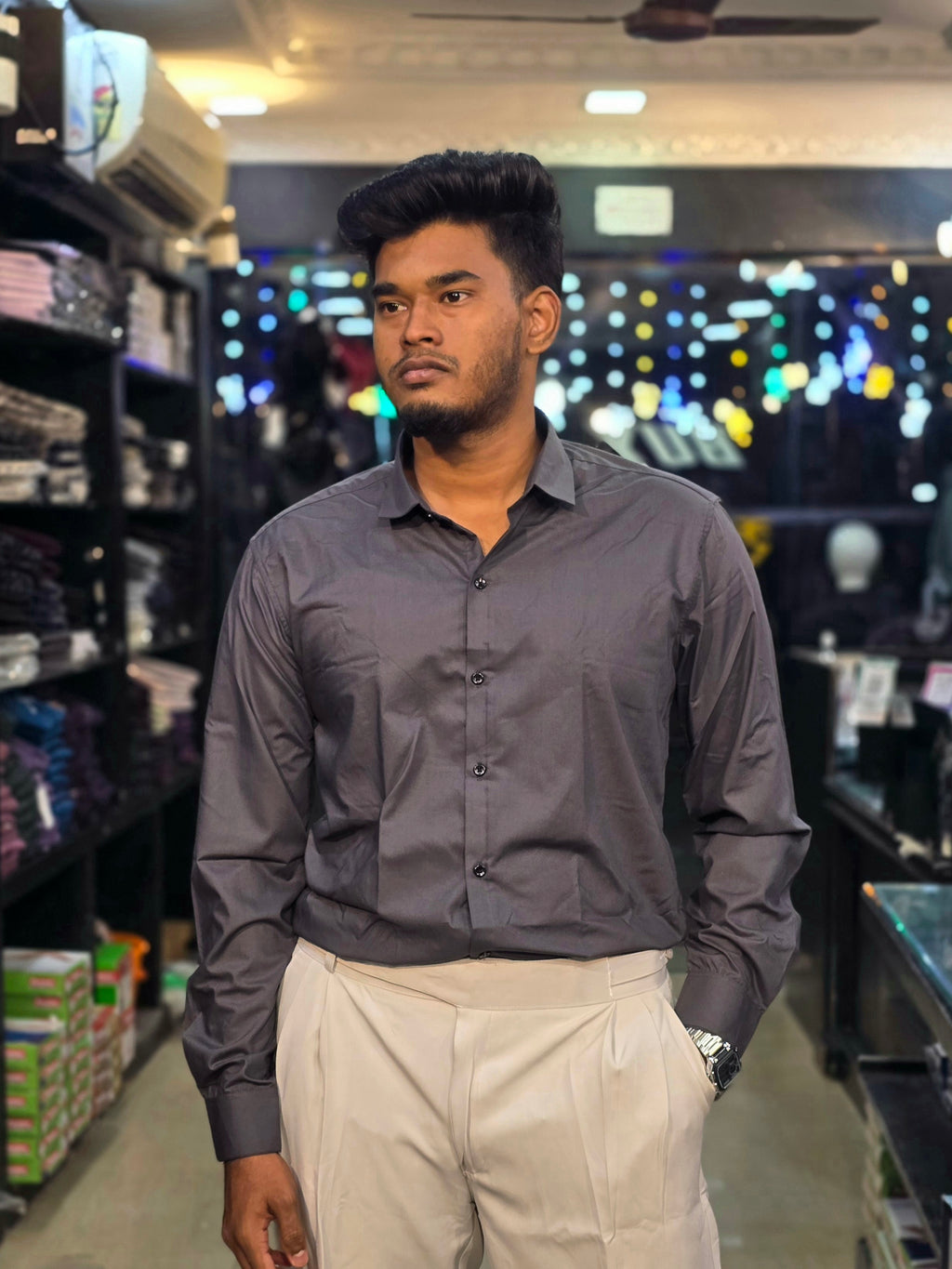 Formal Liquid Shirt- Grey