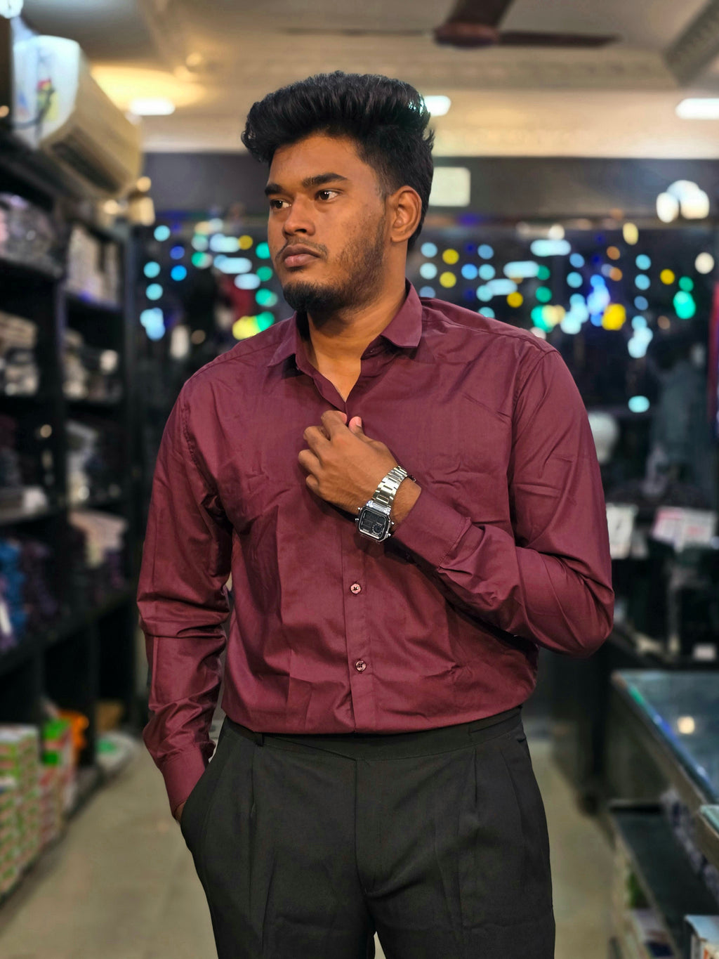 Formal Liquid Shirt- Red