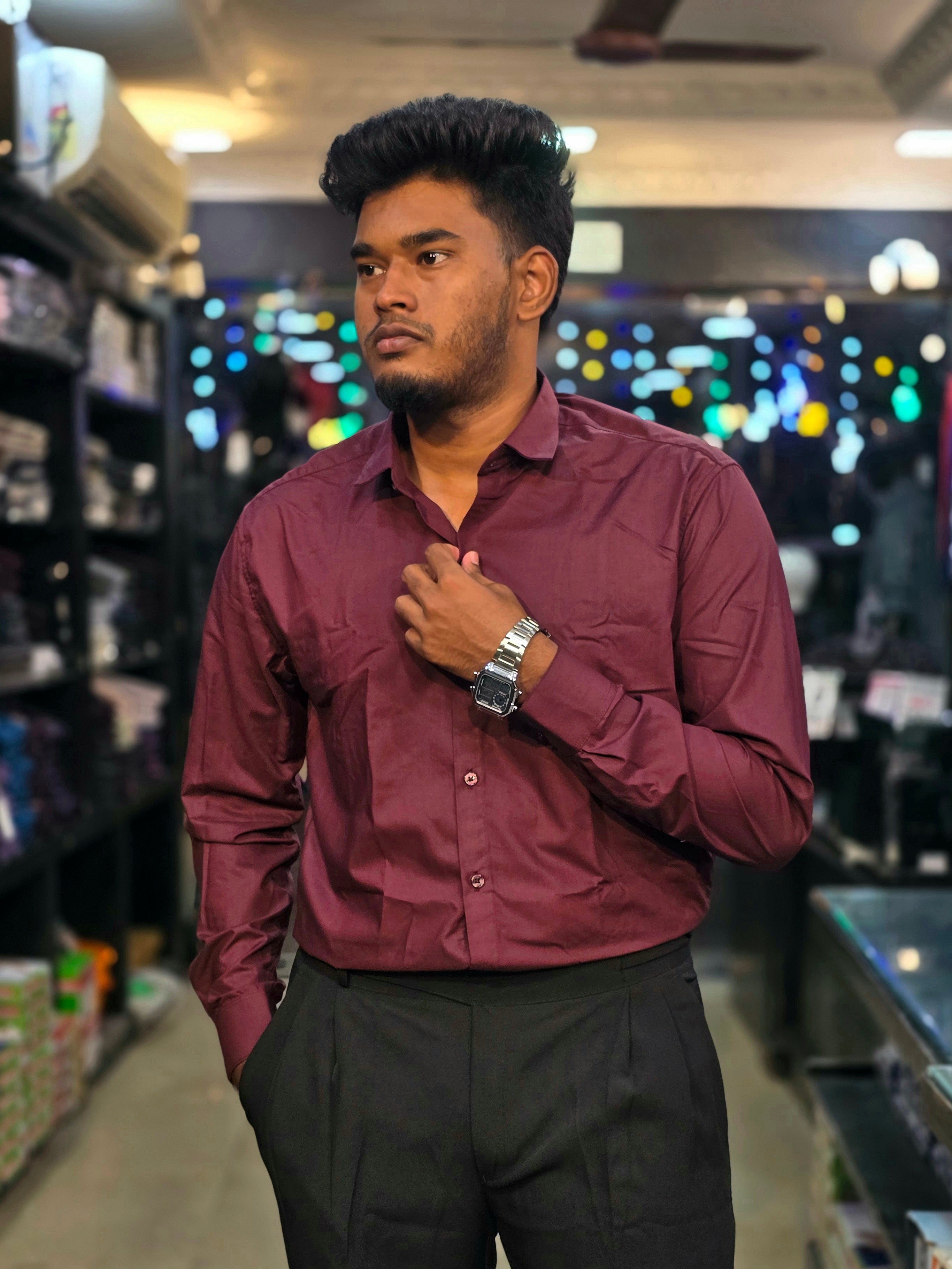 Formal Liquid Shirt- Red